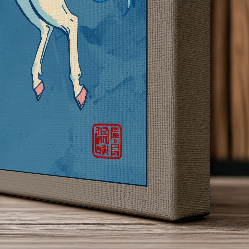 Pegasus in Flight Japandi - Wrapped Canvas, 36x24 - 91.4 x 61.0 cm, Taupe Border