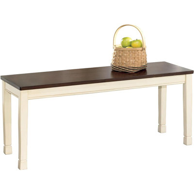 Whiteowing Whitesburg Cottage Rectangular Dining Bench, Brown & Antique White