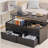 Lift-Top Coffee Table with Storage Center Tables Hidden Compartment & 2 Drawers