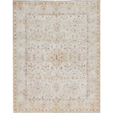 Hand-Knotted High-Quality Gold and Ivory Area Rug
