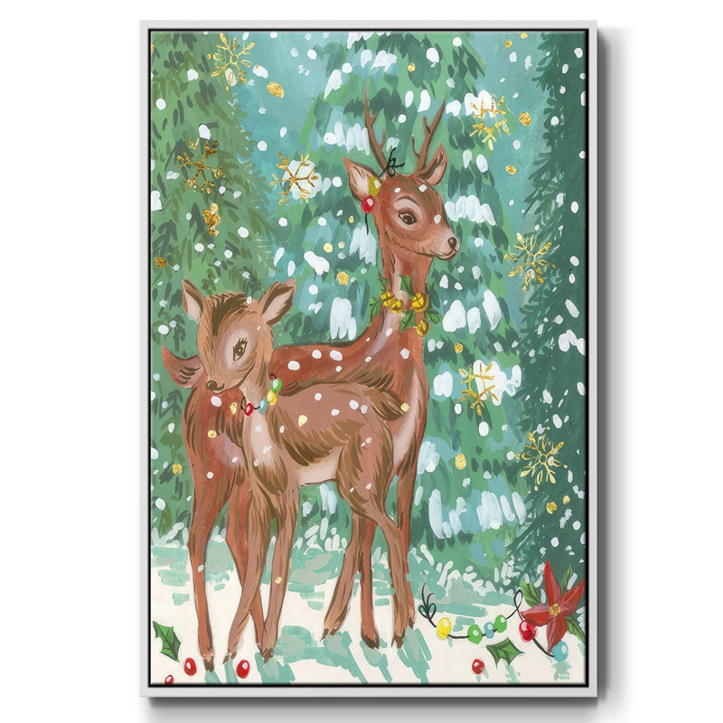 Biche et fauve II, H 25 po x l 17 po x P 1,5 po, Blanc