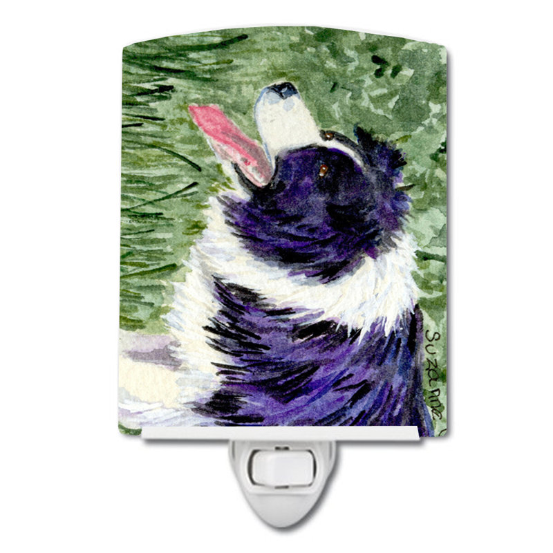 Éclairage de nuit en céramique border collie
