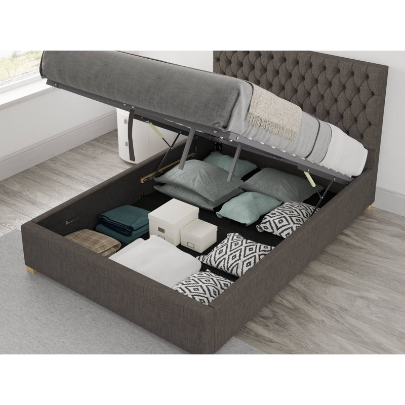Central City Upholstered Ottoman Storage Bed, Slate, Single (3')