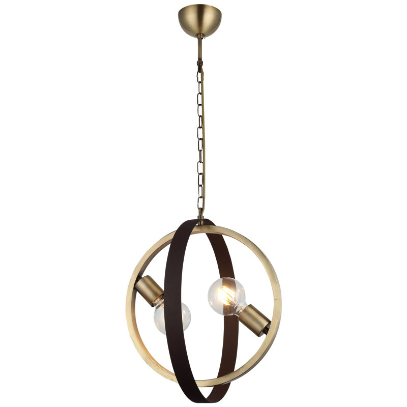 Lustre élégant en métal, finition antique et brun, hauteur réglable de 24,8 à 43,3 pouces | 2 x douilles E27 de 40 W maximum (ampoules non incluses) | Luminaire élégant pour le salon, la salle à manger et les vestibules, classé IP20