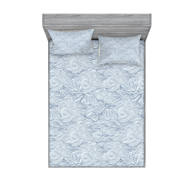 Microfiber Sheet Set, Queen Sheet Set with Fitted Sheet, Blue Wave