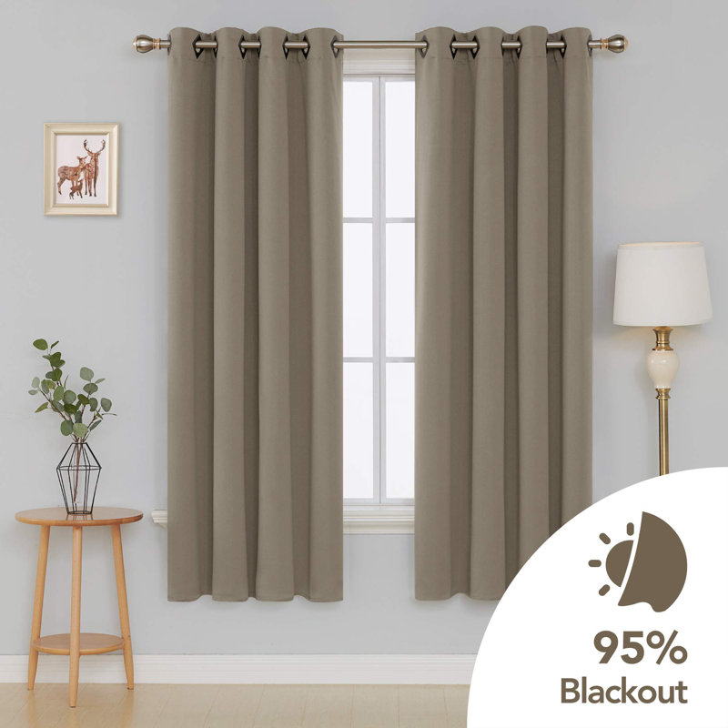 Egremt Room Darkening Curtains / Drapes Pair, 52" W x 72" L, Khaki