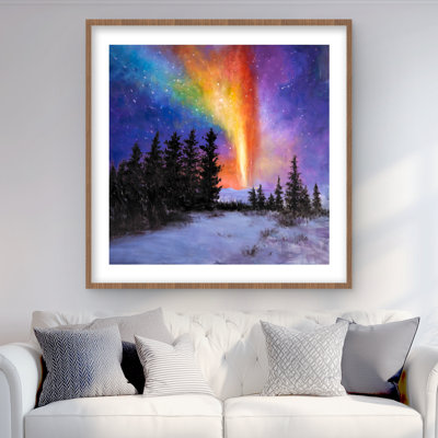 Aurora Borealis in the Forest - Purple Bedroom Print | Decor