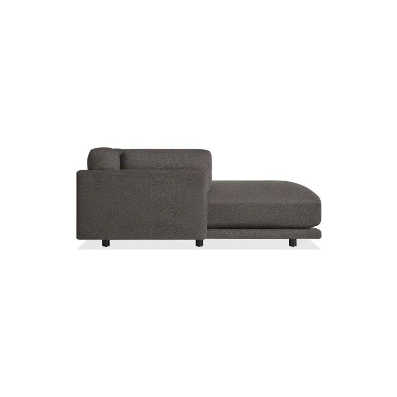 Sunday Chaise Sectional, Kelso Charcoal 100% Polyester, Right Hand Facing