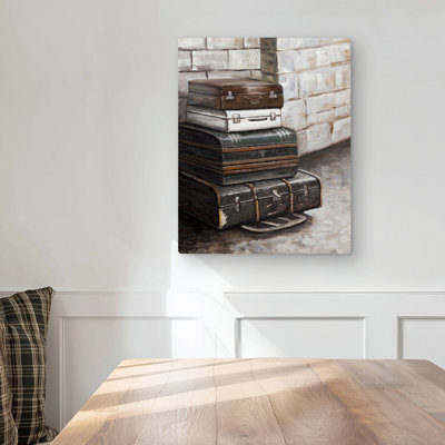 Four Old Traveling Suitcases - Metal Print for Home Decor