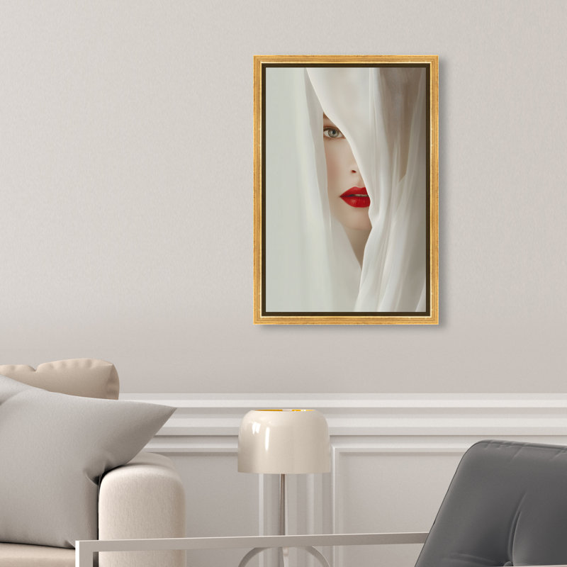 Secret Under Silk Canvas Fashion Print by Oliver Gal, Black Frame, 10 x 15, 16"H x 11"W, Gold Floater Frame