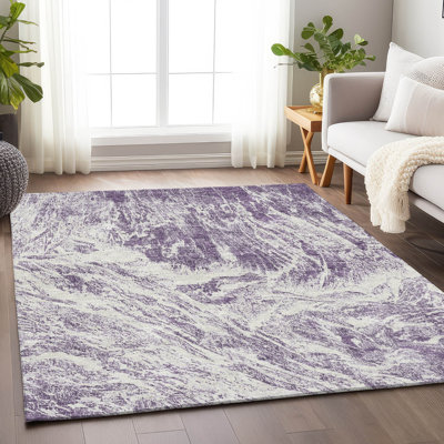 Premium Machine Washable Prisco Purple Rug