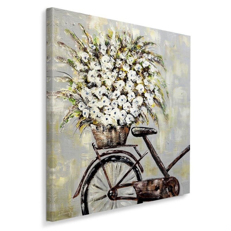 Leinwandbild - Grafikdruck „Flowers on a Bicycle”