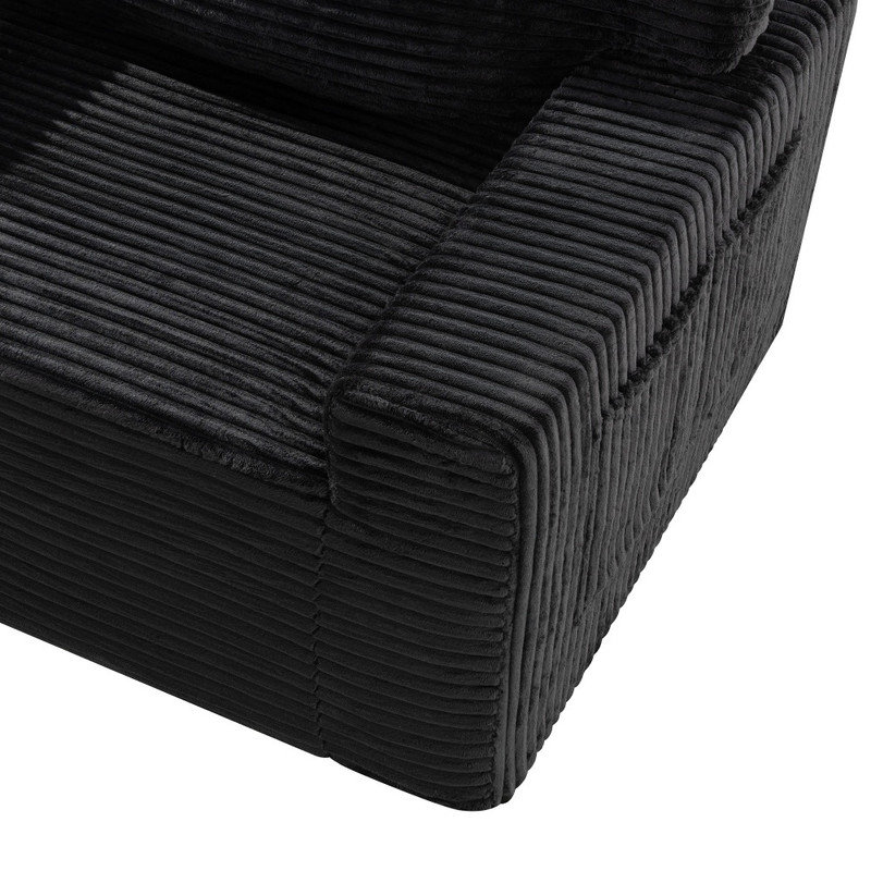 Canapé en velours côtelé 91,7 po avec repose-pieds et poches de rangement latérales pour le salon