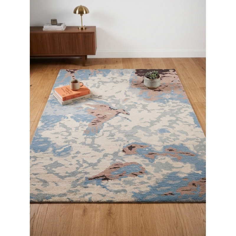 Tapis d'intérieur multicolore en laine noué à la main, Rectangle 10 pi x 14 pi