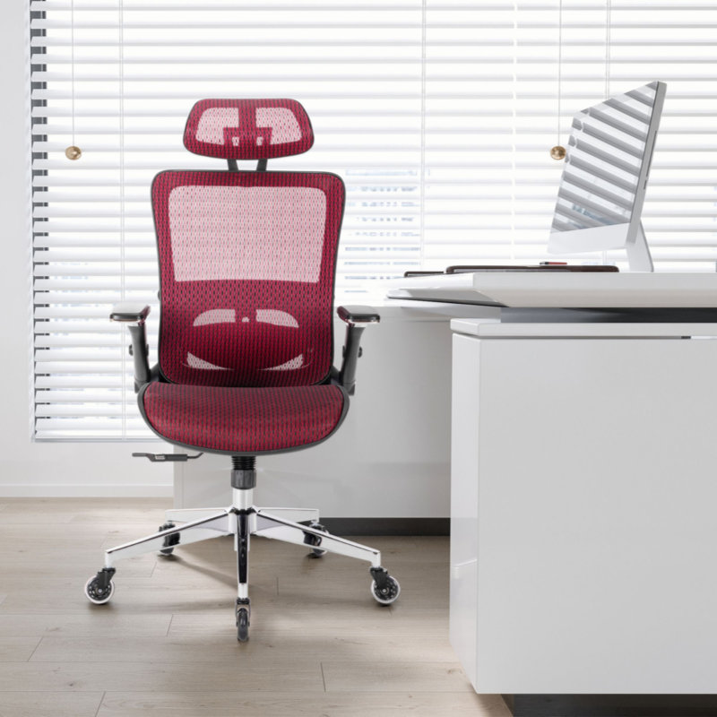 Fauteuil de bureau Ergo Mesh, Rouge, Clair