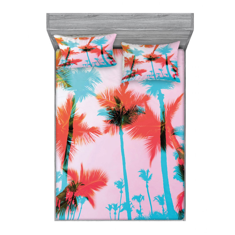 Ensemble de draps floral sapin de noix de coco, Ensemble de drap pour grand lit avec drap-housse