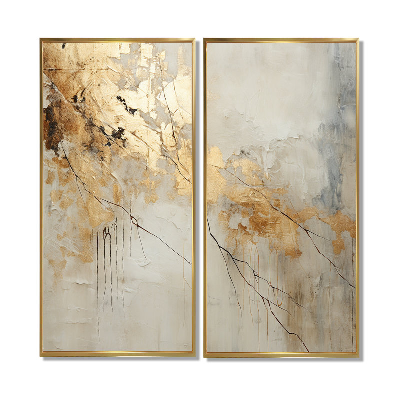 Décoration murale beige moderne et beige VI - Beige, 40" H x 40" W, Floater Framed Print without Mat, Gold