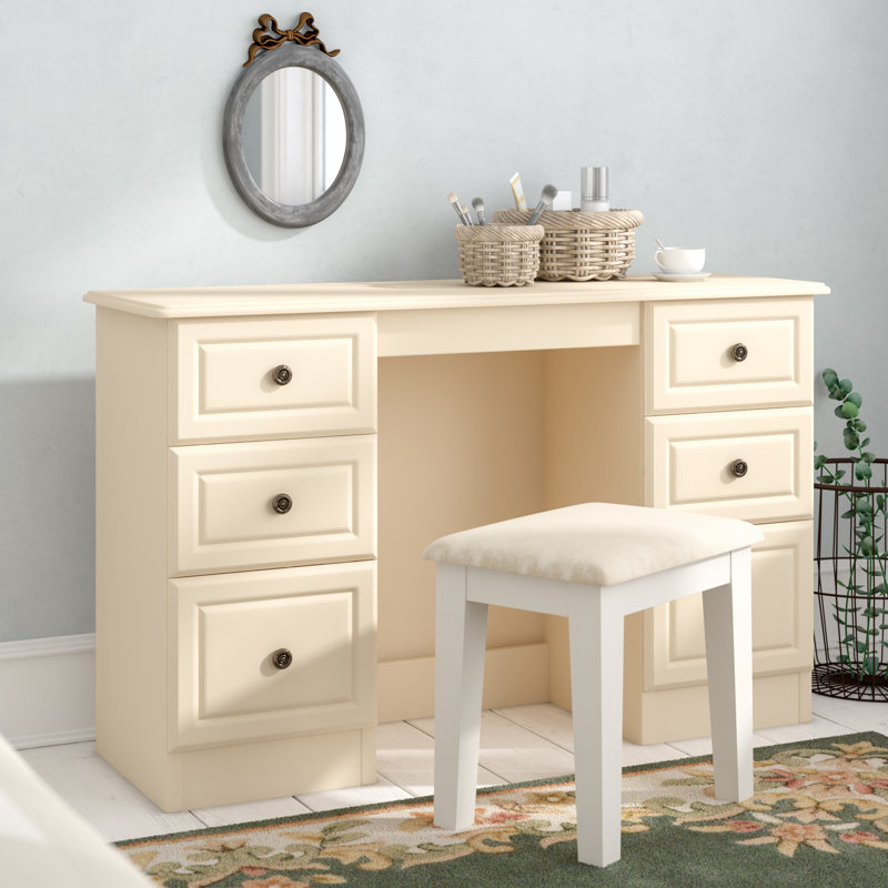 Fully Assembled Argyle Dressing Table, Cream