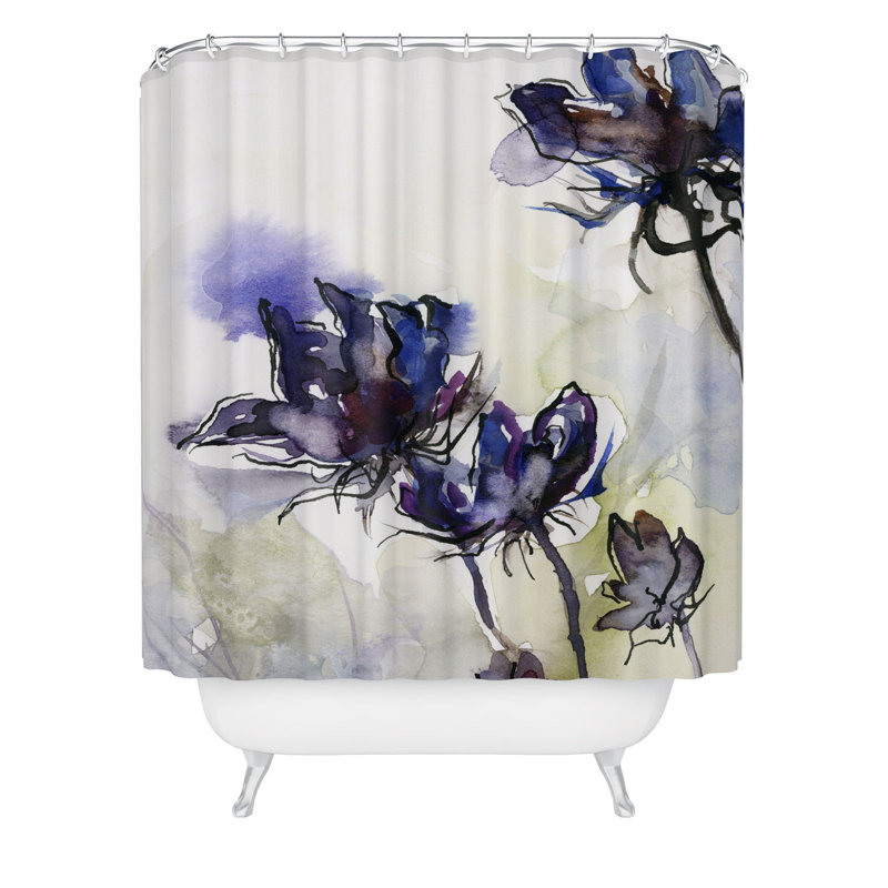 Rideau de douche Ginette Fine Art, Blanc floral 18