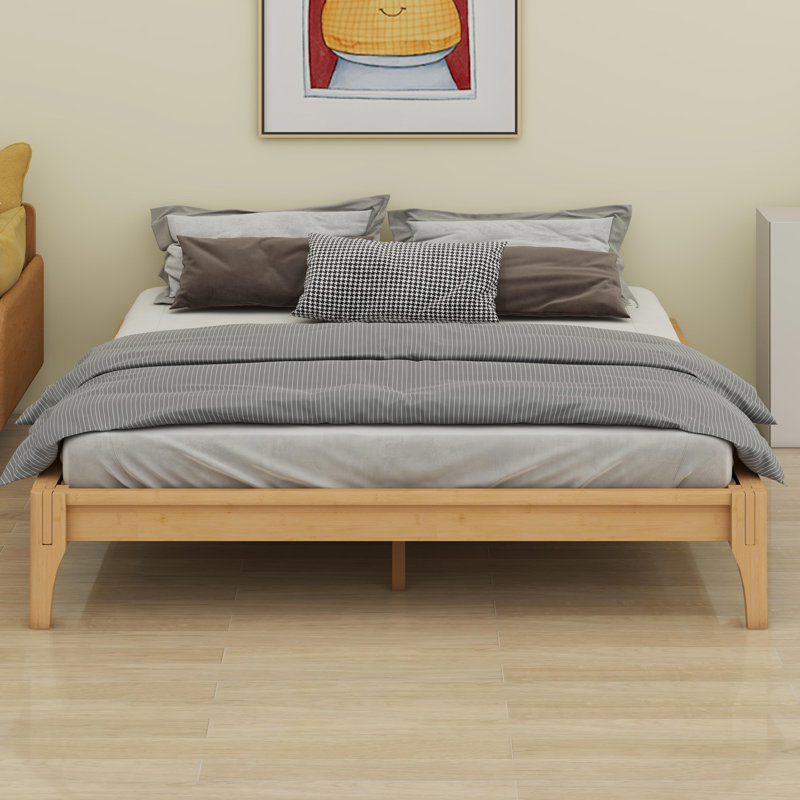 Solid Dry Bamboo Wood Platform Bed Frame, Natural