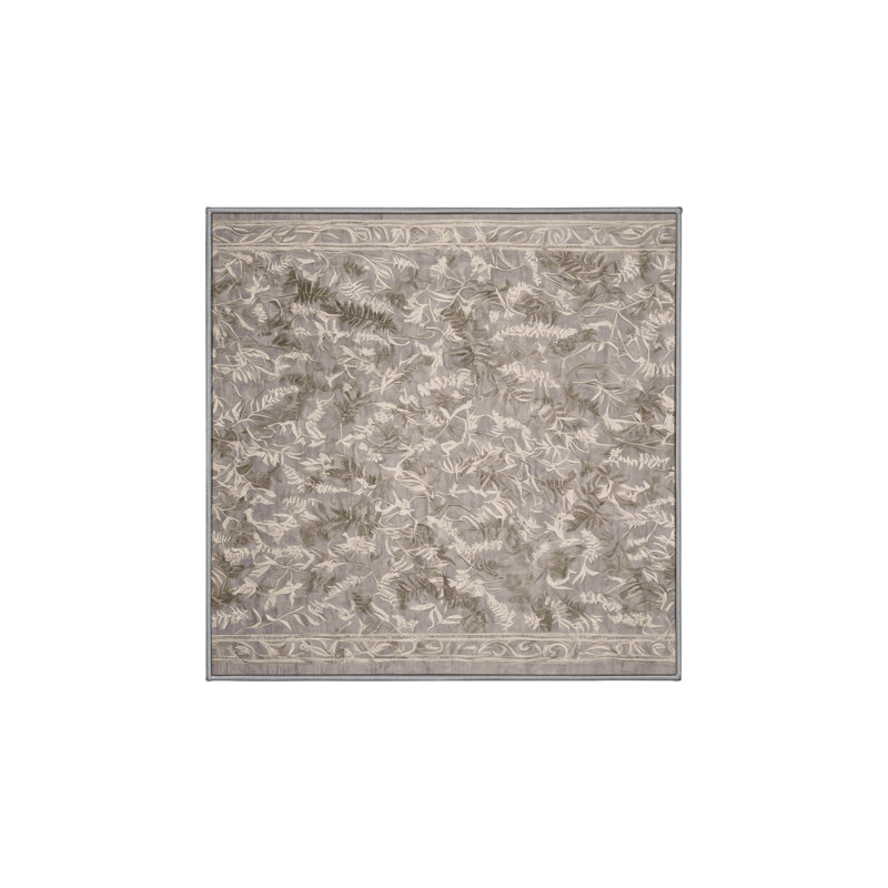 Machine Washable Gray Area Rug, Square 8'
