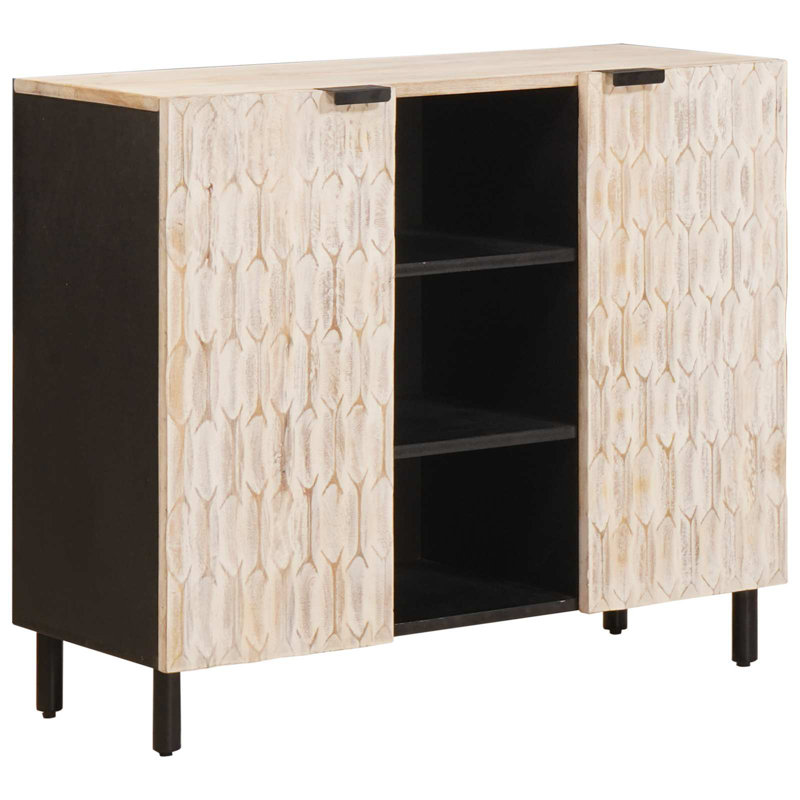 90cm Sideboard, Black/White Wash 