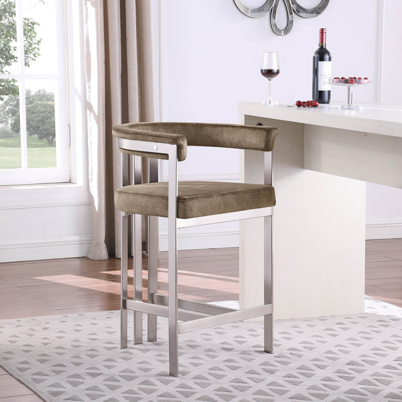 Tabouret de comptoir court 26 po Marcello, Velours brun