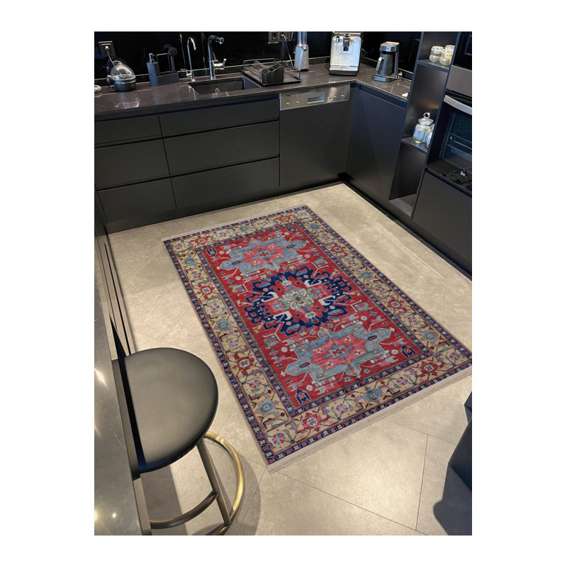 Tapis décoratif multicolore à motif ethnique, Tapis de couloir 2 pi 6 po x 9 pi 10 po