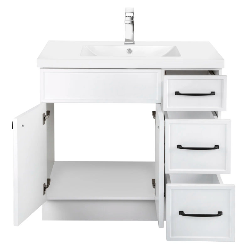 Manhattan Single Bathroom Vanity Set, Black, White, 36"