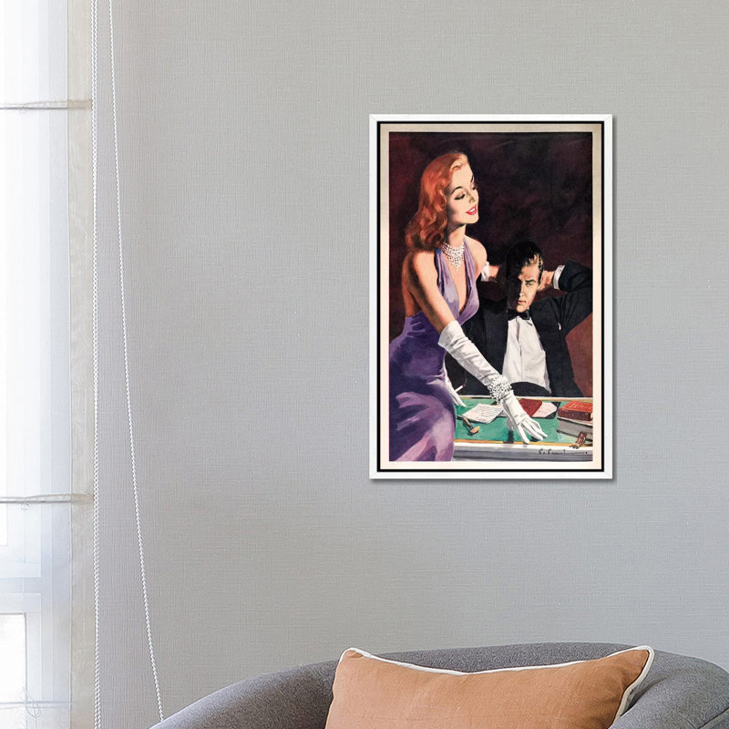 1954 Woman Magazine Plate - Print on Canvas, 66.04cm H x 45.72cm W x 3.81cm D, White Floater Framed