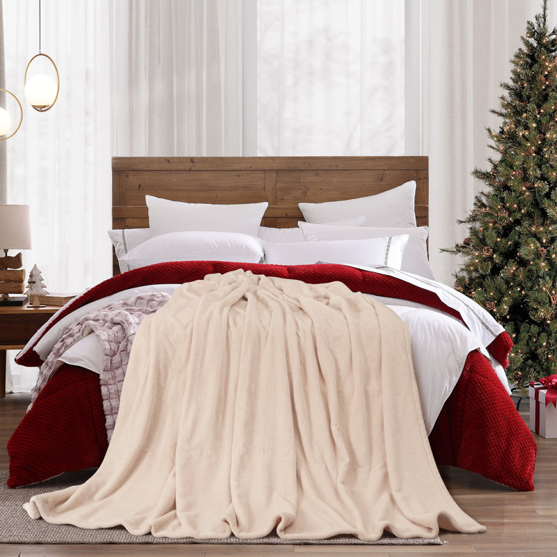 Couverture chauffante en flanelle SEALY, Beige, Très grand