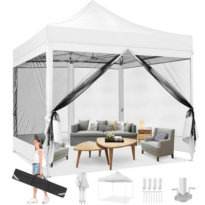 10'x10' Heavy Duty Canopy Tent, Pop up Gazebo with Netting Screened ,Waterproof