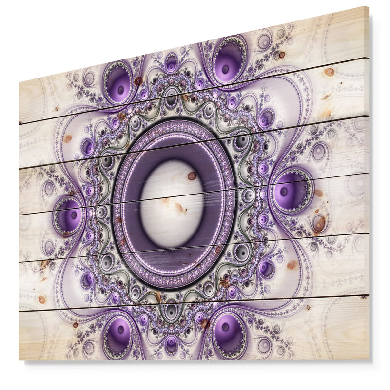 « mauve à motif fractal avec cercles », impression, H 15 po x l 20 po x P 1 po, Bois