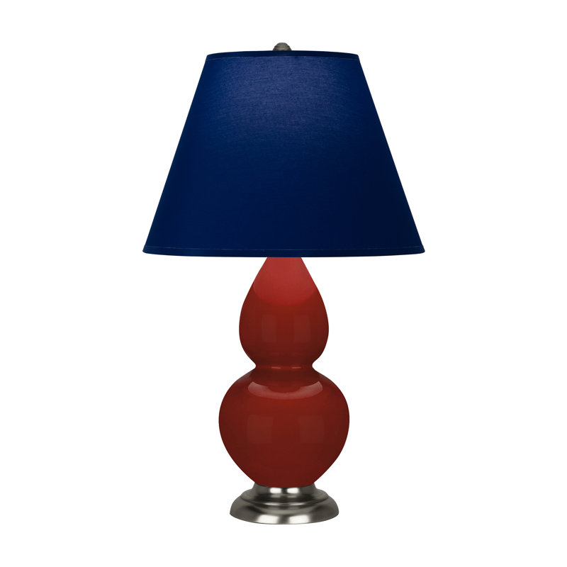 Petite lampe d'appoint à double gourde, Bleu marine/gris, Argent antique, Rouge sang-de-bœuf