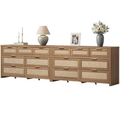 Commode bohémienne à 7 tiroirs de 56,88 po avec beaucoup de rangement