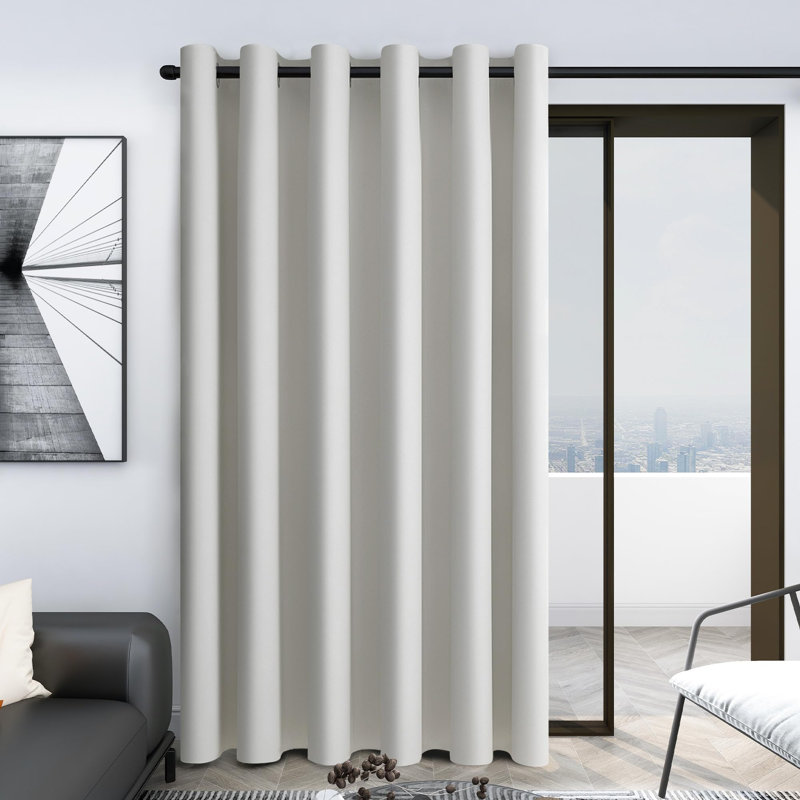 Penkridge Room Darkening Curtain Single Panel, 80" W x 84" L, Grayish White