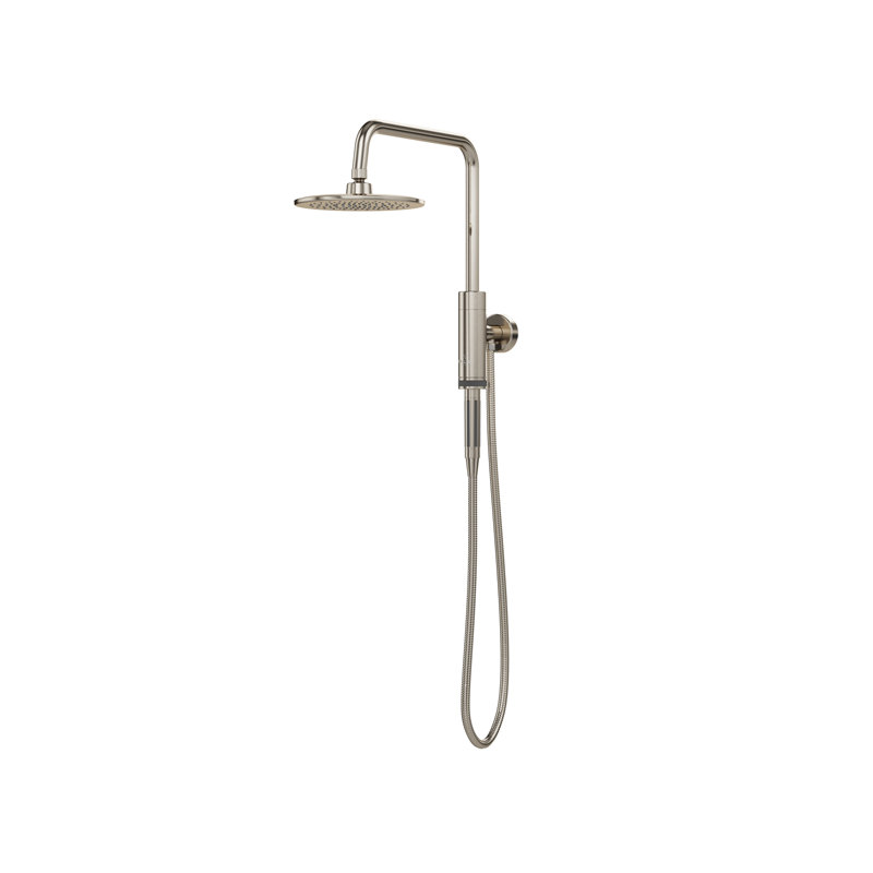 Aquarius 8-in Rain Showerhead Shower System with Pivoting Shower Arm and Magnetic Handshower Holder, Brushed-Nickel