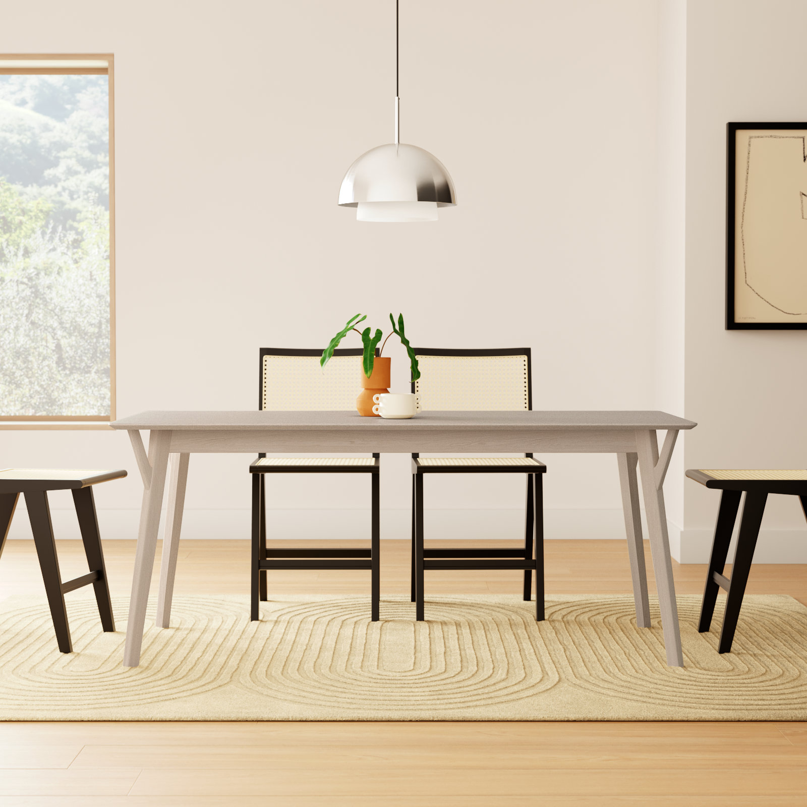 Evanston 71" Walnut Dining Table, White Wash