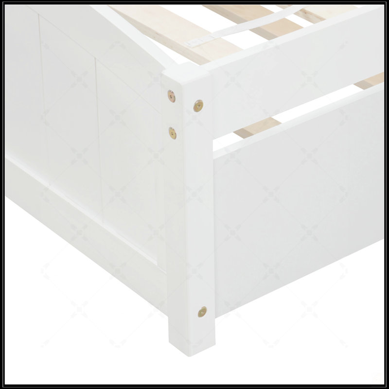 Lit plateforme simple avec lit gigogne, Blanc