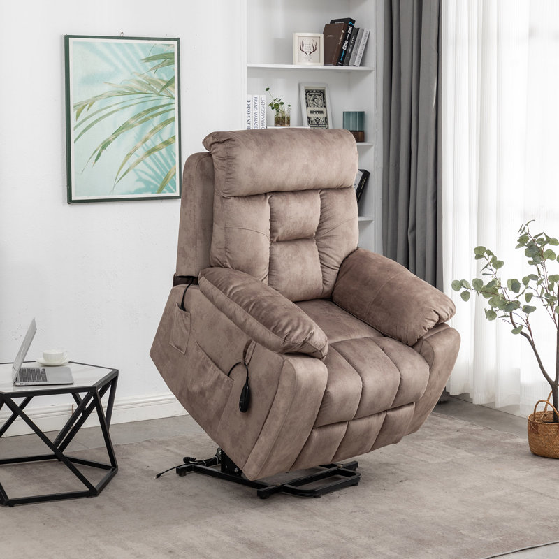 Chiraag Upholstered Heated Massage Chair, Camel Velvet