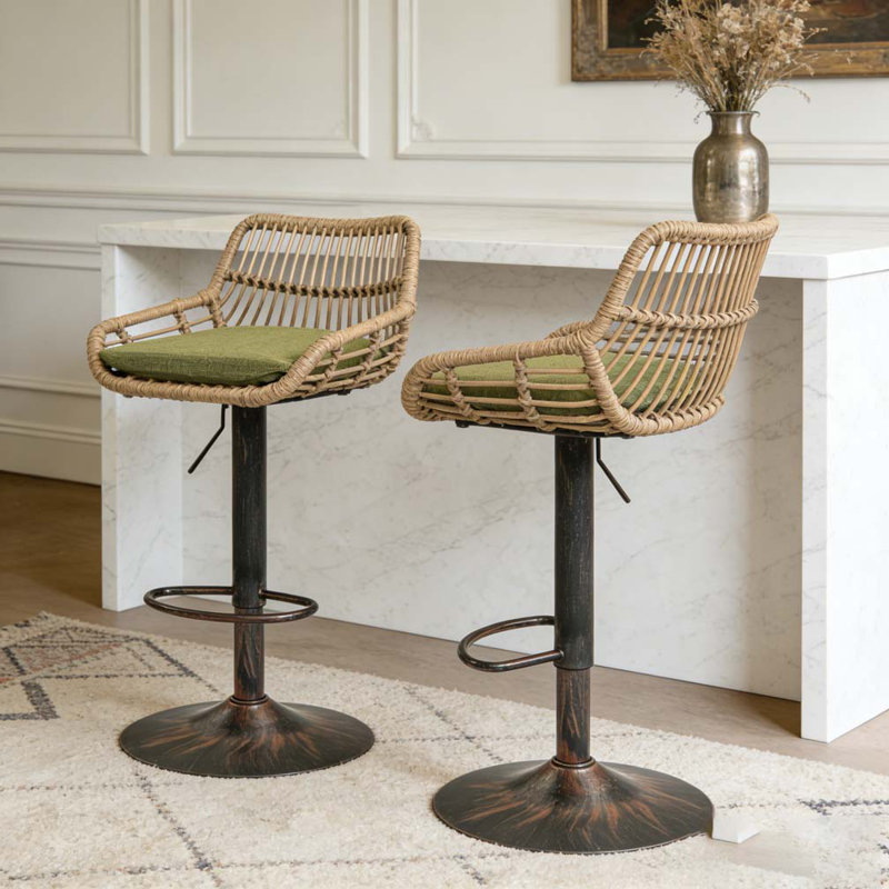 Modern Swivel Bar Stools Set, Green