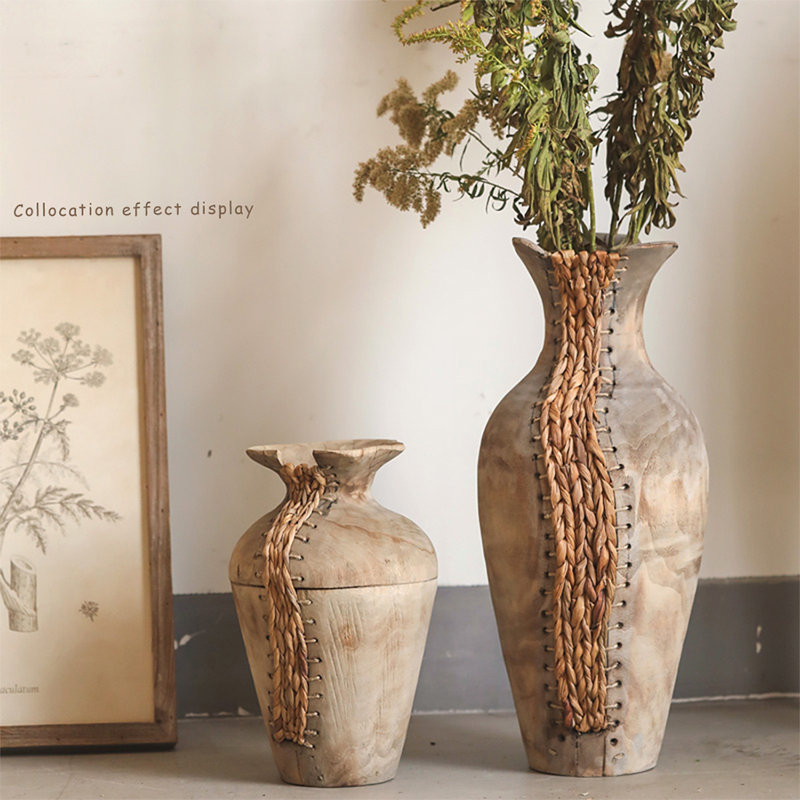 He willow Pushgrass Abstract sculpture on the floor vase, 14.57" H x 8.66" W x 8.66" D