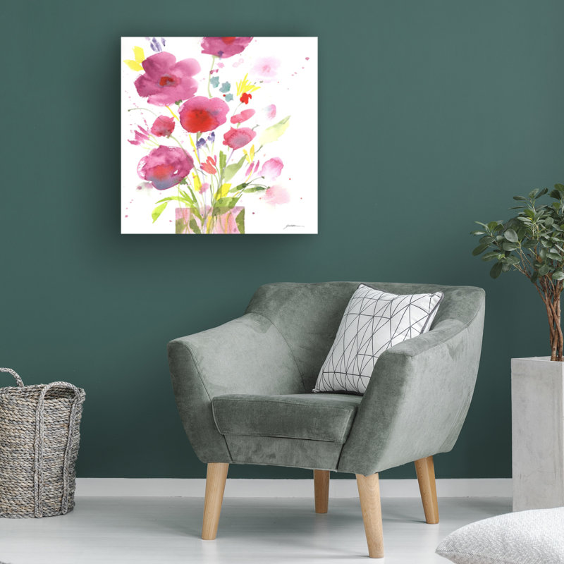 Art sur toile bolichina, fuchsia doré, H 14 po x l 14 po