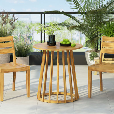 Table de salle à manger d'extérieur ronde en bois d'acacia, table de bistro ronde