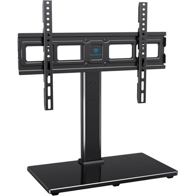 Meuble télé universel, convient aux téléviseurs de 32 à 86 pouces, capacité de charge maximale de 99 lb, rotatif, meuble télé de bureau à hauteur réglable avec base en verre trempé et fonction de gestion des câbles.