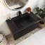 36 po W Meuble-lavabo mural simple en chêne mat avec plateau en résine noir mat