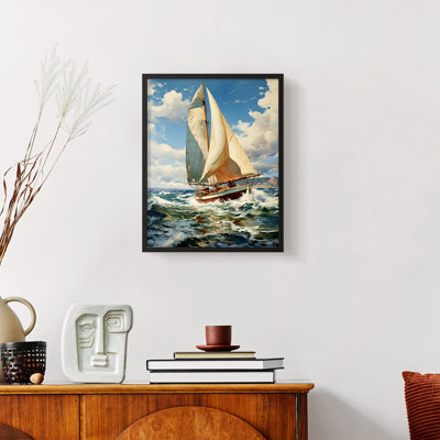 NAUTICAL Series CCCCXXVVI - Reproduction encadrée de qualité supérieure - Prêt à être accroché - Aucun clou requis