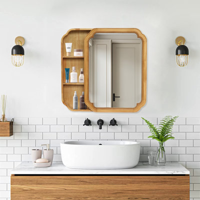 Armoire de rangement murale à miroir en bois 31,5 "X 23,82" avec tablettes de rangement