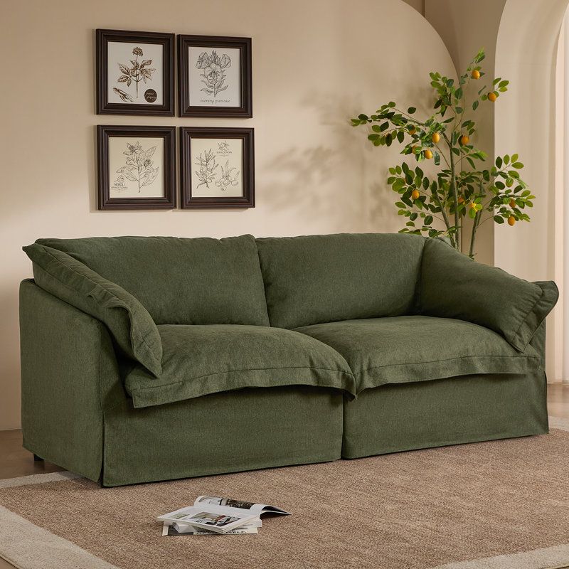 Ensemble de salon 2 pièces avec canapé rembourré et fauteuil, Vert
