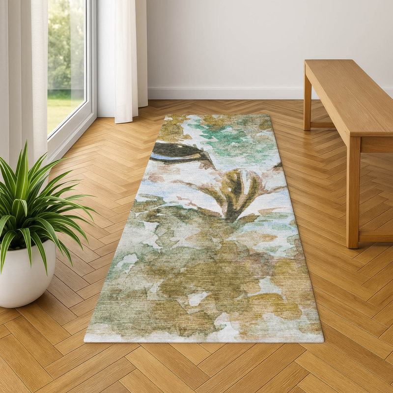 Premium Machine Washable Mayfield AMF2274 Animal Rug, 2'3" x 7'6" Runner, Mocha